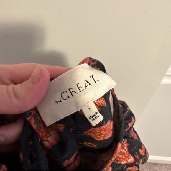 THE GREAT. Long Sleeve Floral Cotton Mini Dress Small - Picture 11 of 12